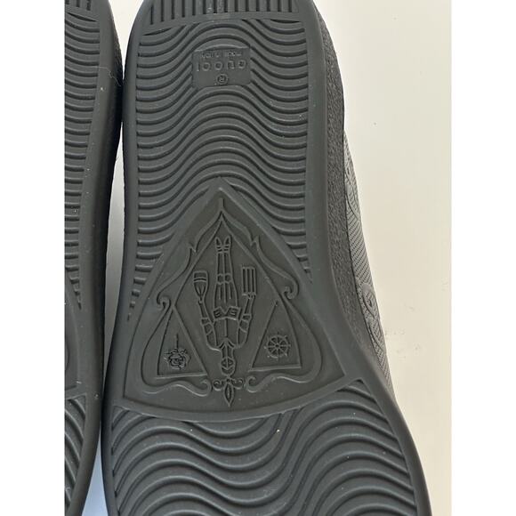 Gucci Men’s GG Embossed Leather Black Sneakers 15.5 US (15 Gucci) 625787 IT NIB - Picture 13 of 16